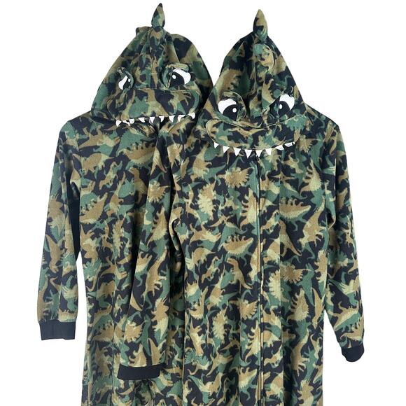 Dinosaur Hood Fleece Pajama Costume Medium One Piece Full Zip Halloween Cosplay - Picture 1 of 10